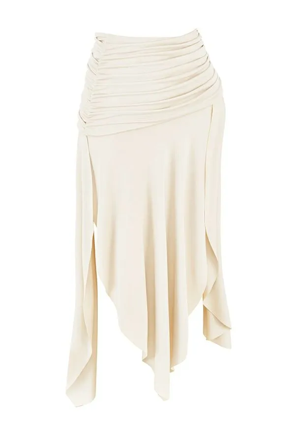 Women Kaira Off White Draped Midi Skirt House Of CB Bottoms Women Kaira Off White Draped Midi Skirt House Of CB Bottoms