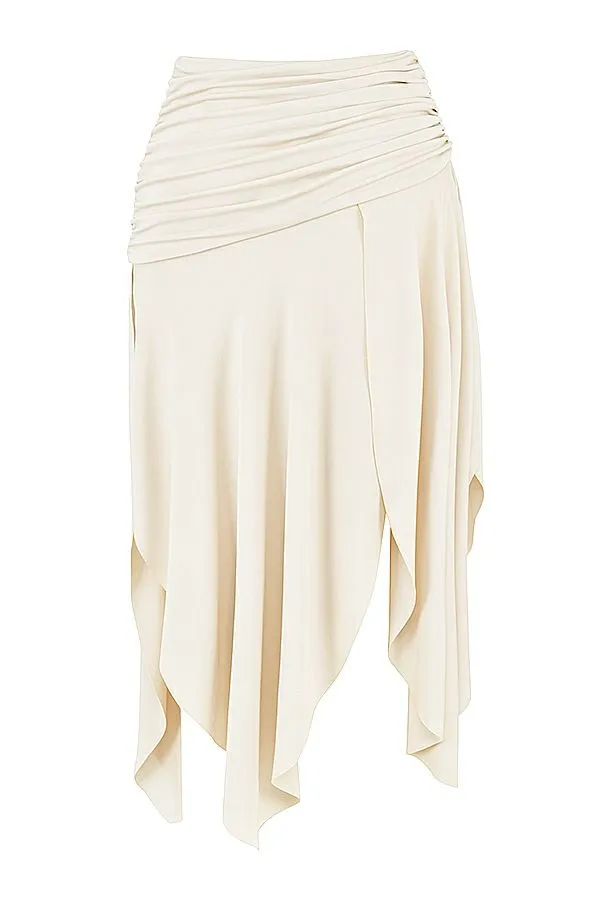 Women Kaira Off White Draped Midi Skirt House Of CB Bottoms Women Kaira Off White Draped Midi Skirt House Of CB Bottoms