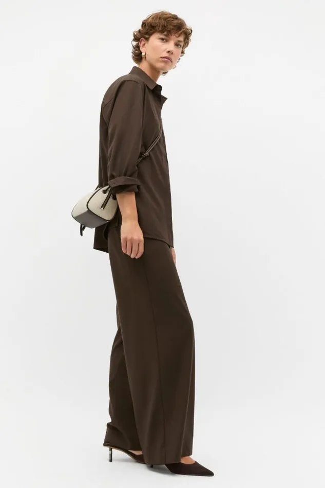 Women Pants Seed Heritage Elastic Waist Trouser Dark Espresso