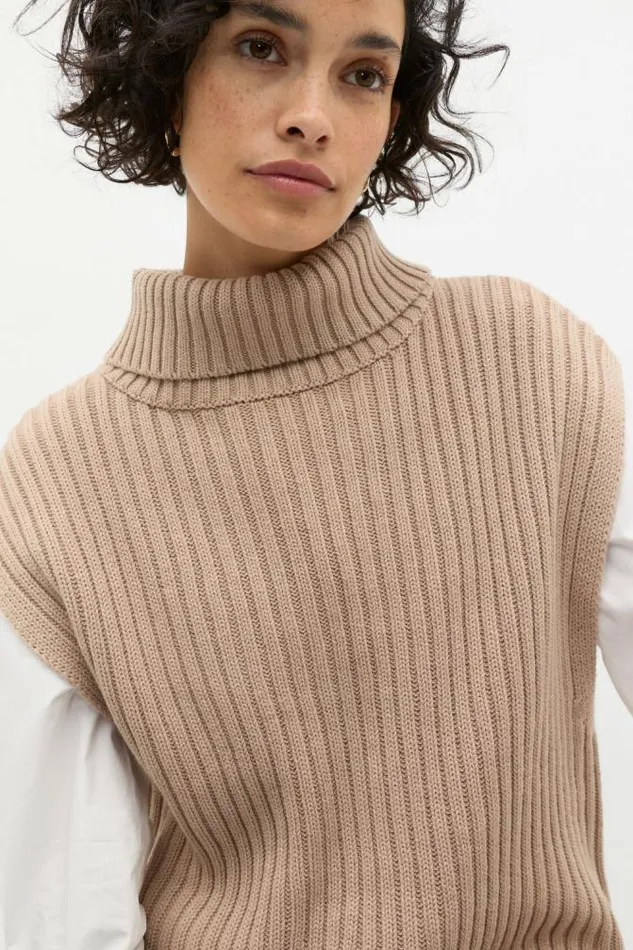 Women Scarves and Kaftans Seed Heritage Collar Knit Poncho Cookie
