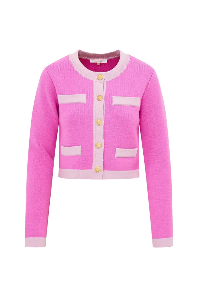 Women Sweaters LoveShackFancy Elif Cardigan Fuchsia Pop